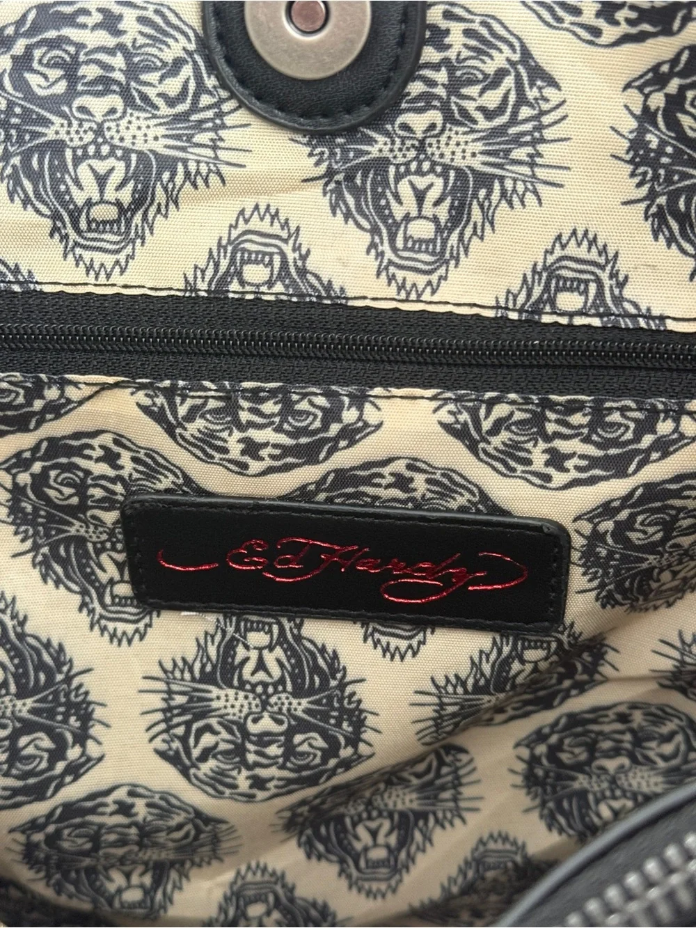 Ed Hardy Black Tattoo Skull Shoulder Bag Large Tote Love Kills Slowly Grunge